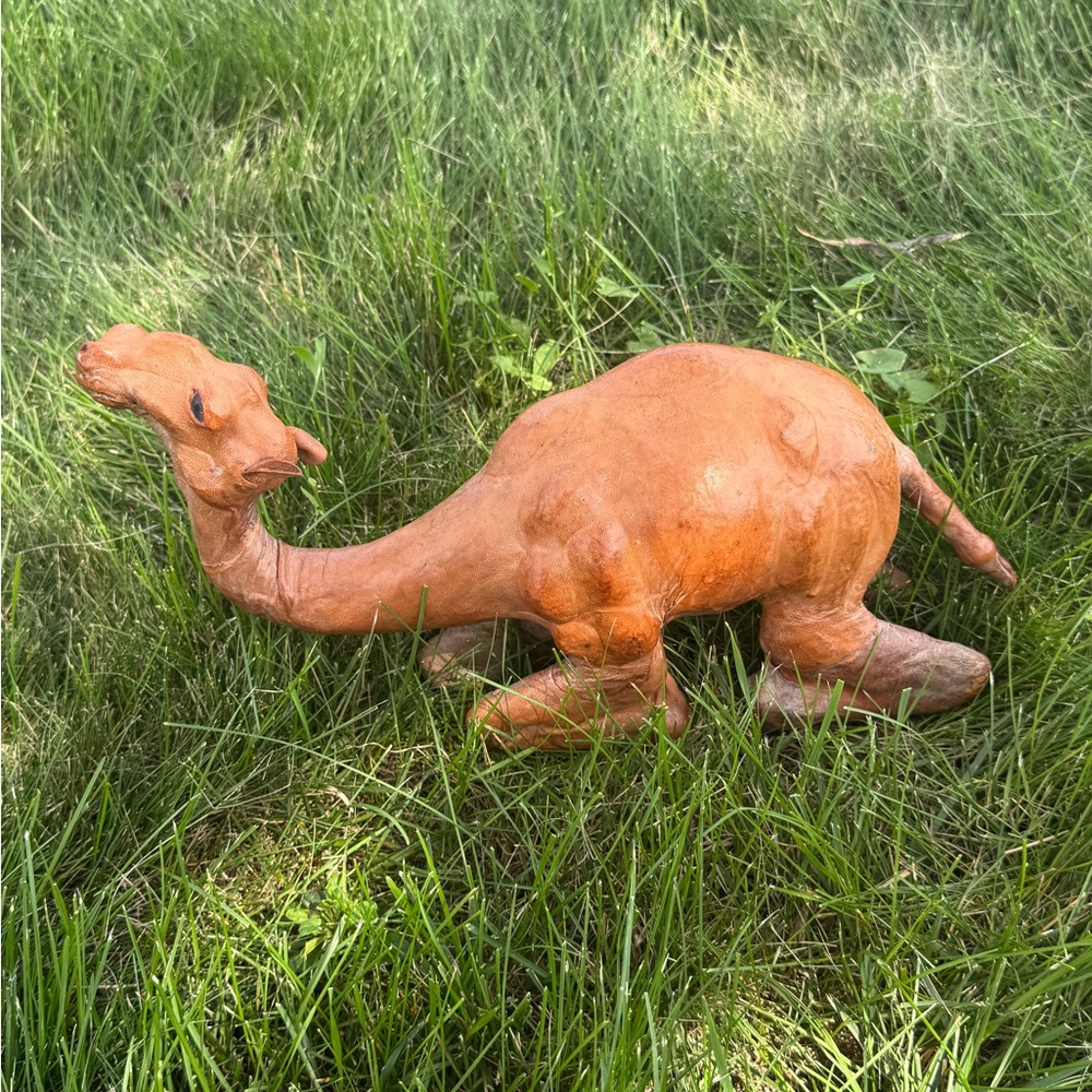 Handcrafted Tan Leather Covered Camel  Decor
